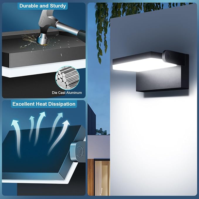 60W LED Outdoor Wall Lights 360° Rotatable LED Flood Lights Modern Commercial Security 5000K IP65 Waterporof Wall Mounted Light for Garage Yard Porch 4 Pack