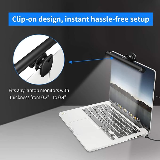 Laptop Monitor Light Bar Reading LED Laptop Keyboard 3 Color Temperature Modes USB Light LED Computer Monitor Light with USB Powered for Work and Office Eye Health Care Portable for Travel