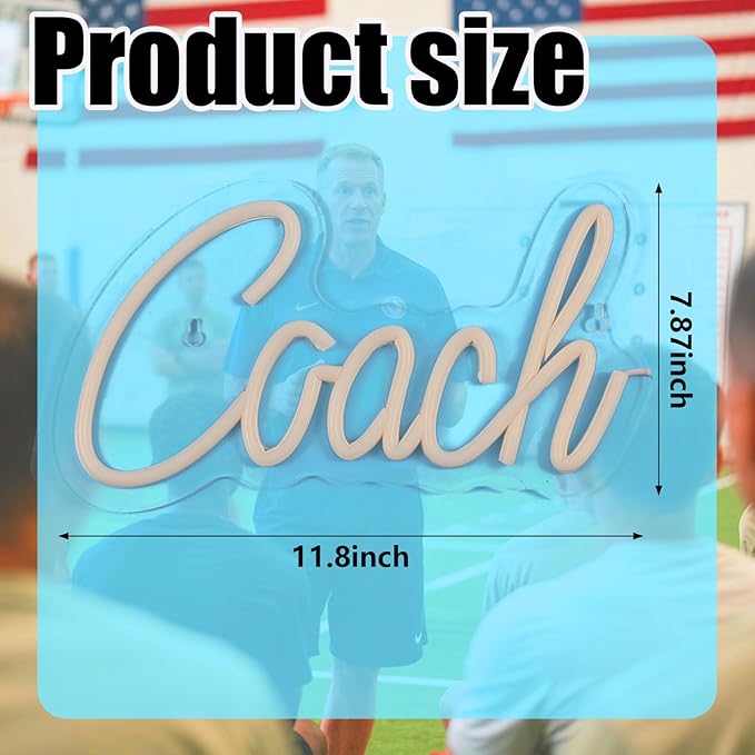 Coach Neon Sign, Basketball Led Neon Light, Dimmable LED Neon Signs for Wall Decor, Powered by USB Wall Decor Aesthetic, Sports Neon Signs for Room Bedroom Decor Coach Gifts