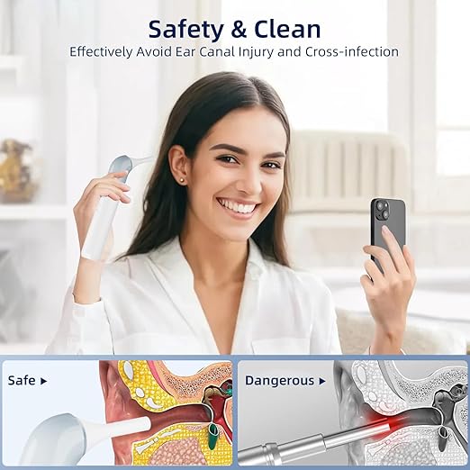 Qimic Wireless Otoscope Ear Camera - 1080P WiFi Otoscope with 6 LED Lights, Ear Scope Camera with 10 Colorful Accessories for Kids,Pets &Adults,Support Photo and Video, Compatible with Android