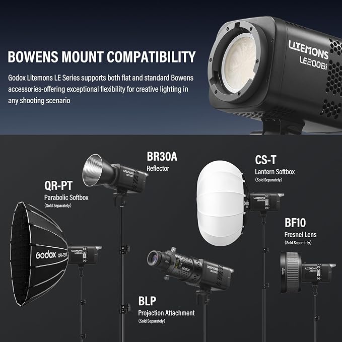 Godox 2Pack LE200Bi Light Kit wih Light Stand/Softbox/Carry Case/5-1 Reflector Bi-Color LED Professional Continuous Video Lighting Kit, CRI 98+, 2800K-6500K, 57700 Lux for Studio