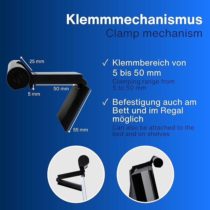 REV Monitor USB Lamp with Emergency Battery Approx. 60 Min., 29 cm, Clampable 110 lm, 3 Colours, Black