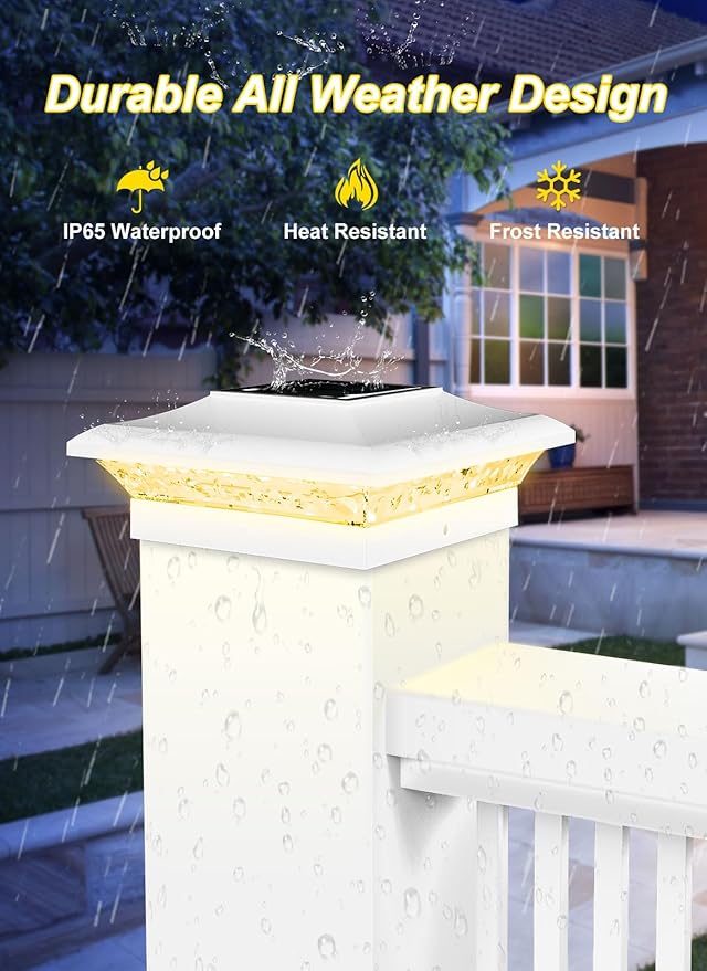 T-SUN 4x4 Post Cap Lights 18 Pack for Vinyl/Wooden Fence,Outdoor Waterproof Warm & Cool White, Deck Solar Post Lights for Patio Garden Yard Lighting
