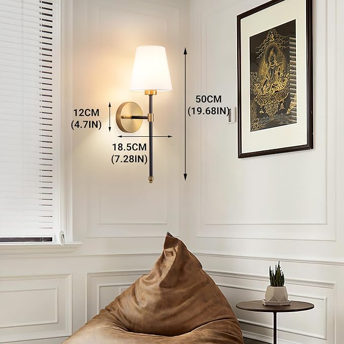 Peel and Stick Wall Sconces, Stick On Wall Sconce Set of 2, Battery Operated Wireless Adhesive Wall Lights, Corn Bulb with 10000mAh Battery, Easy Install for Bedroom Living Room Wall Decor