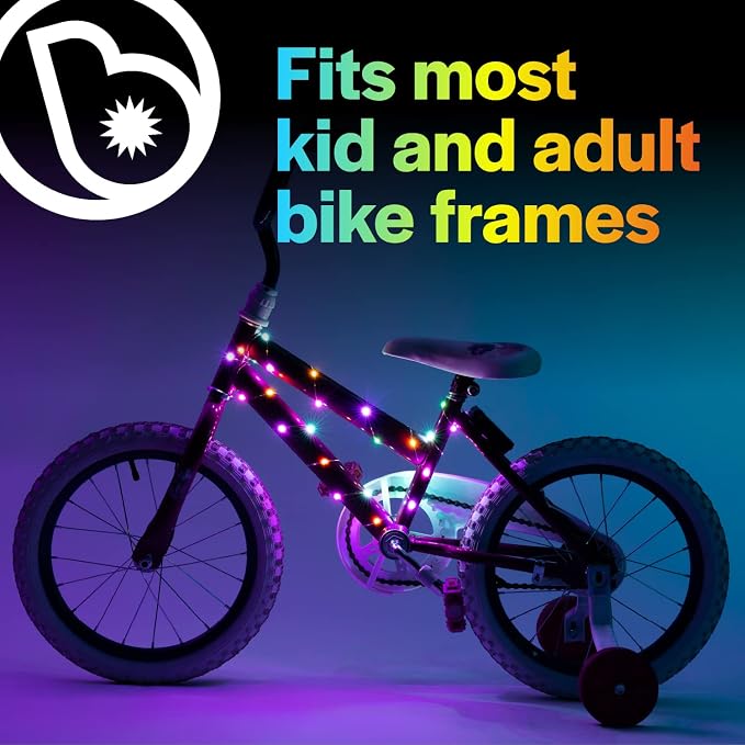 Brightz CosmicBrightz LED Bike Frame Rope Light - 6.5-Foot String Rope - Battery-Powered with On/Off Switch - Ultra Bright Color Keeps Your Ride Fun and Safe for Kids, Teens, & Adults