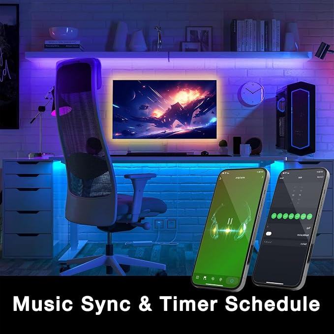 DAYBETTER Smart WiFi Led Lights, Phone App Controlled, Compatible with Alexa and Google Assistant, Timer Schedule, RGB Strip Color Changing Décor for Bedroom Party Kitchen, 25ft
