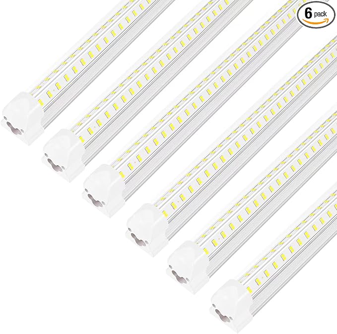 Led Shop Lights,Led Shop Lights 4FT 50W 6500K 7000LM Clear White,Shop Light 4FT 110V Linkable Integrated V-Shape for Shop Garage,Warehouse,Workbench and Workshop Commercial Bay Lighting(6-Pack)