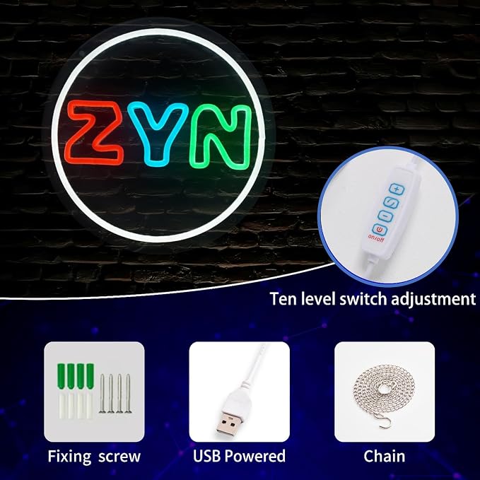 Z.Y.N Neon Signs for Wall Decor Neon Lights for Bedroom， Led Business Signs Suitable for Man Cave Bar Pub Restaurant Christmas Gift Art