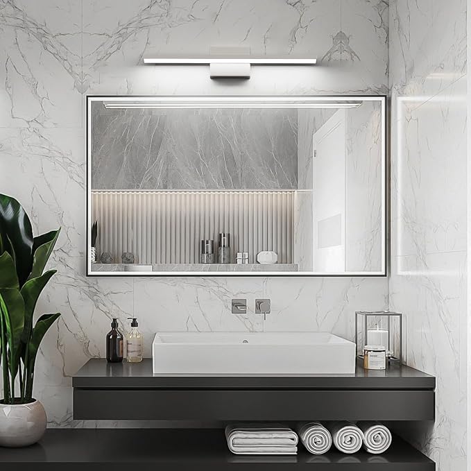 Ralbay Brushed Nickel Vanity Light for Bathroom Metal Acrylic Modern LED Bathroom Light Fixtures Brushed Nickel 24inch