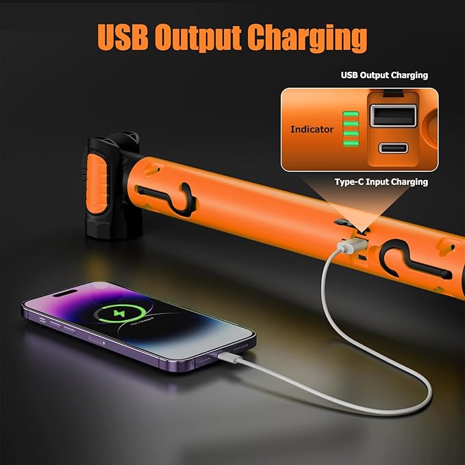 Mechanic Work Light, wokelux 3000LM LED Work Light, 5200mAh Rechargeable Magnetic Work Light, Underhood Cordless Work Lights with Hooks for Mechanics Inspection Workshop Emergency