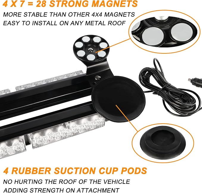 ASPL 38.5" 78 LED Strobe Light Bar Double Side Flashing High Intensity Emergency Warning Flash Strobe Light with Magnetic Base for Safety Construction Vehicles Tow Trucks Pickup (Green/White)