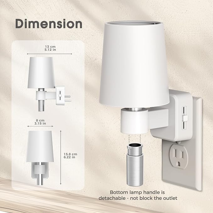 Night Light Dimmable Night Lights Plug into Wall Soft White 3000K | Dusk to Dawn Sensor, 0-100LM, Plug in NightLight, Vintage Night Light Compact for Hallway Bedroom Stairway