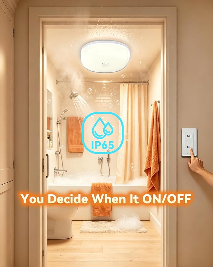 Rechargeable Ceiling Light with Switch, Wireless Closet Lights, Multicolor | No More Motion Sensor Guesswork – You Decide Every ON/OFF