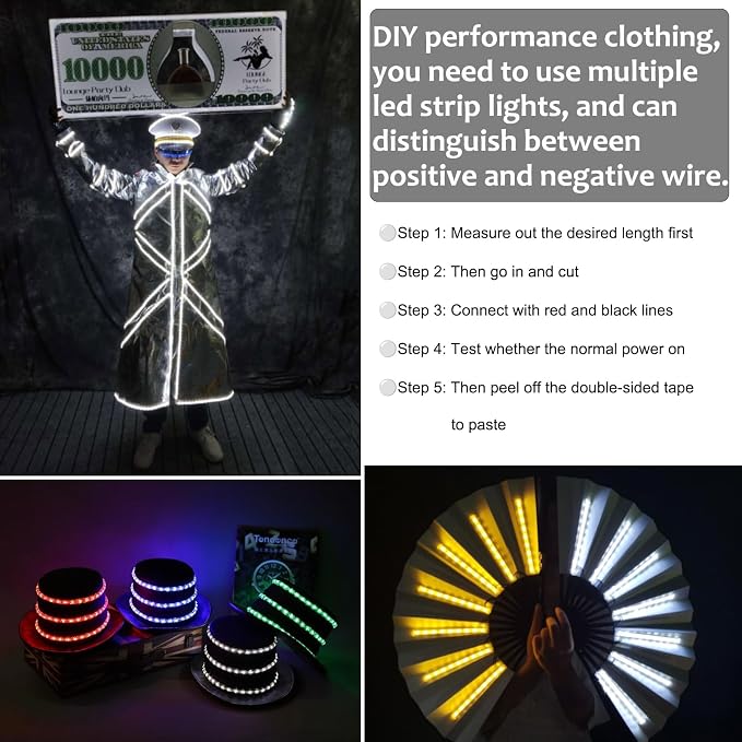 Battery Powered LED Strip Lights, White, with Remote, 13.2ft, 240 LEDs, Waterproof, Dimmable, Timer, for Parties, Weddings, Kitchen, Christmas. Includes 2 Rolls of 6.6 ft Each.