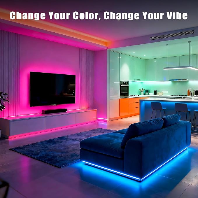 DAYBETTER Smart RGB Led Strip Lights, 150ft Led Lights for Bedroom with App Control, Multicolor Changing Led Light Strips Apply for Home Decor, Living Room, Kitchen, Home Party Decoration