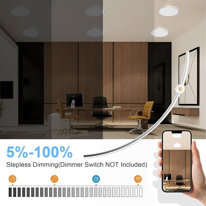 4Pack LED Flush Mount Ceiling Light: 12 inch Super Slim Dimmable & 5CCT (2700-6000K) Kitchen Lighting Fixtures Ceiling - 24W White Low Profile Ceiling Lamp for Bedroom Garage Hallway