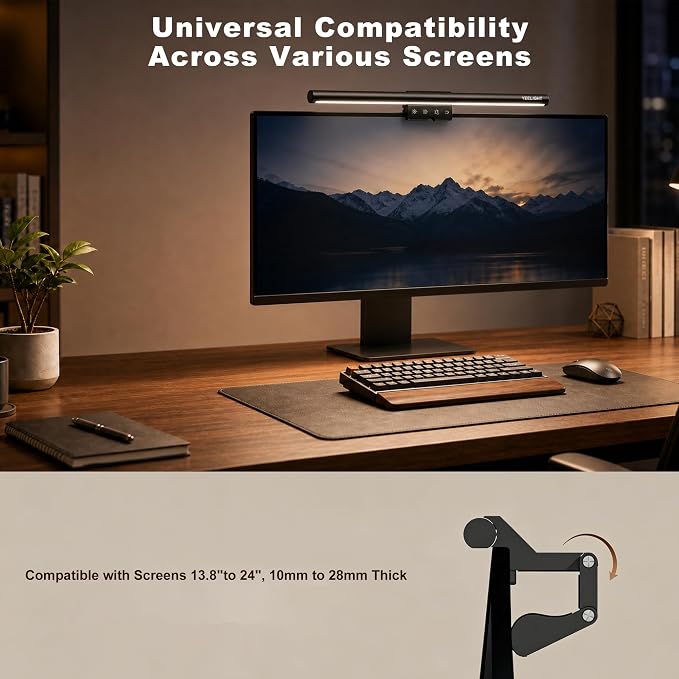 YEELIGHT Monitor Light Bar, Computer Monitor Lamp for Home Office Gaming, 250LM No Glare Eye-Care LED Screen Bar, Touch Control USB Reading Desk Lamp with Stepless Dimming for Flat & Curved Monitor