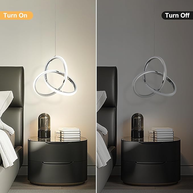 MAYNA Spiral LED Pendant Light, 4000K Natural White Modern Pendant Lights Kitchen Island, 18W Adjustable Height Island Lights for Kitchen Bedroom Dinning Room Living Room, 1 Pack (Chrome)