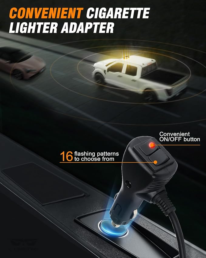 LUMENIX 56 LED Roof Top Strobe Beacon Lights Bar Rooftop Hazard Warning Emergency Safety Flashing Plow Light for Construction Vehicles Tow Commercial Trucks Postal Security Cars Snowplow - Amber White