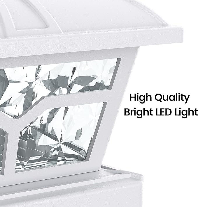 SIEDiNLAR Solar Post Cap Lights Outdoor 2 Color Modes 8 LEDs for 4x4 5x5 6x6 Wooden Vinyl Posts Fence Deck Patio Decoration Warm White & Cool White Lighting White (10 Pack)