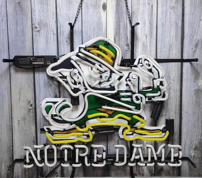 Neon Signs Beer Bar Bedroom Compatible For Notre Dames Glass Neon Signs for Office Hotel Pub Cafe Man Cave Neon Light Art Wall Lights 24 X 20 Inches