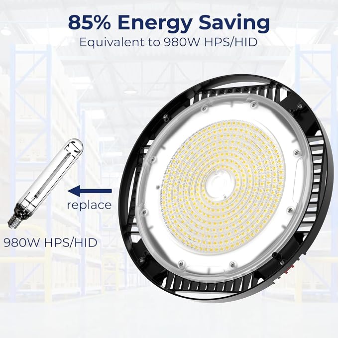 CINOTON 210W UFO LED High Bay Light, Aluminum LED Shop Lights with 31500LM, 5000K Commercial Bay Lighting for Warehouse Garage Workshop Factory, 6' Cable & Safety Rope, ETL Listed 2 Pack
