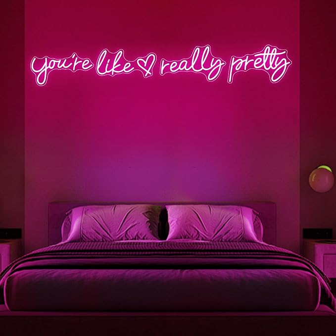 You're Like Really Pretty Neon Sign for Wall Decor (Hot Pink, 88.2in) | Super Large Style Neon Signs, Light Up Sign for Wedding, Engagement, Adapter Powered Led Neon Signs for Bedroom Decor
