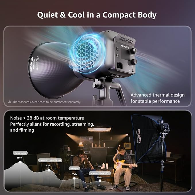 amaran Halo 300x LED Studio Light Compact 305W Bi-Color COB Video Light | APP Control,2700K - 6500K,9 Effects,Bowens Mount Silent Continuous Lighting for Video Photography Recording