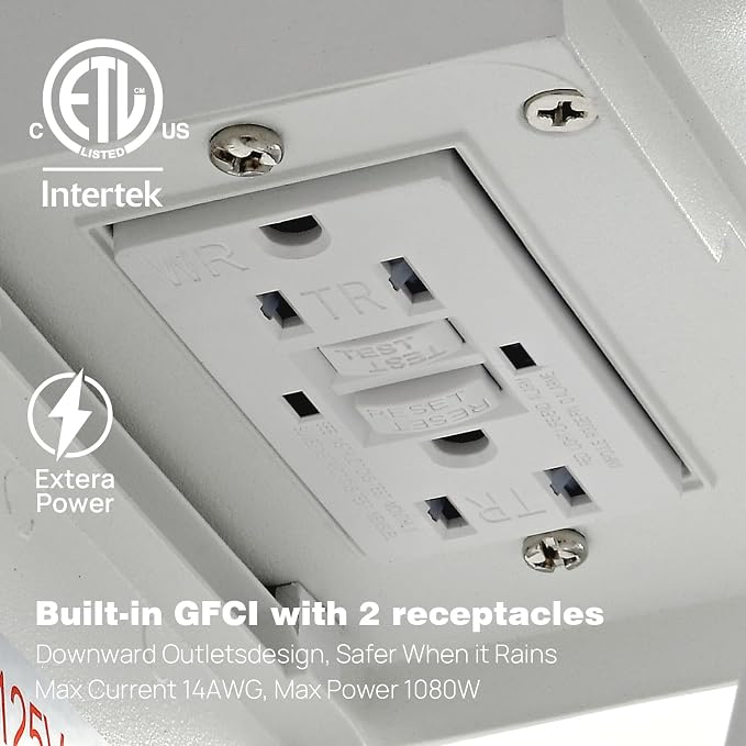 Porch Lights with GFCI Outlets Dusk to Dawn Outdoor Wall Lights Waterproof Exterior Lighting Fixtures Modern Outside Lights Wall Mount for House Patio Garage,White,11.8''H, 2 PC