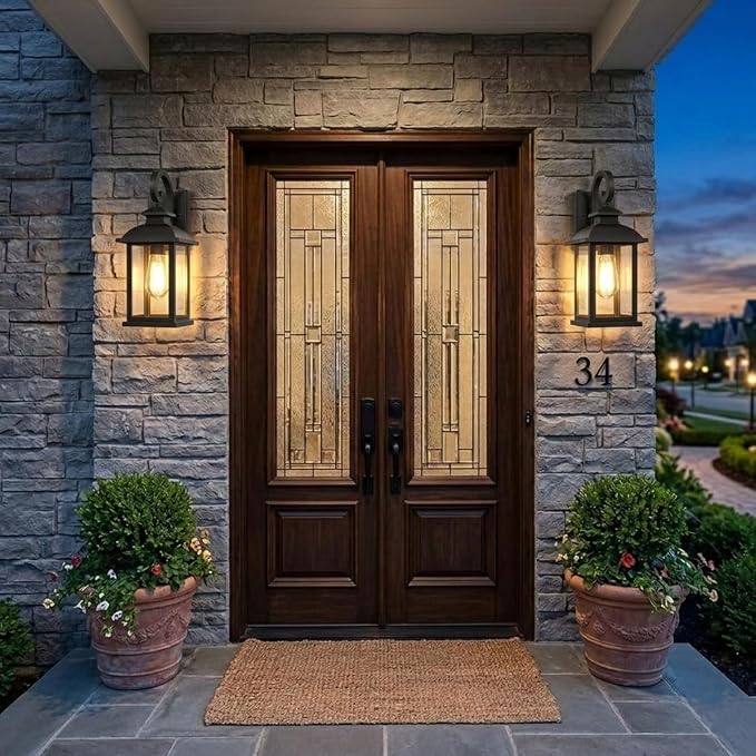 Outdoor Wall Sconce Lights, Matte Black, 2-Pack | Anti-Rust Aluminum Waterproof, 15" Medium Size, Modern Farmhouse Exterior Lights for Garage House, Outdoor Porch Lights