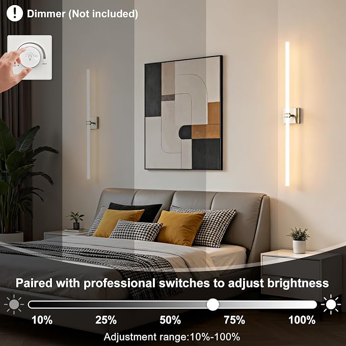 Bathroom Light Fixture LED Vanity Light 45.3" 5CCT Wall Sconce | LED Dimmable Wall Light Nickel Modern 360° Lighting, 42W Hardwired Vanity Light for Bathroom Mirror, Flicker-Free