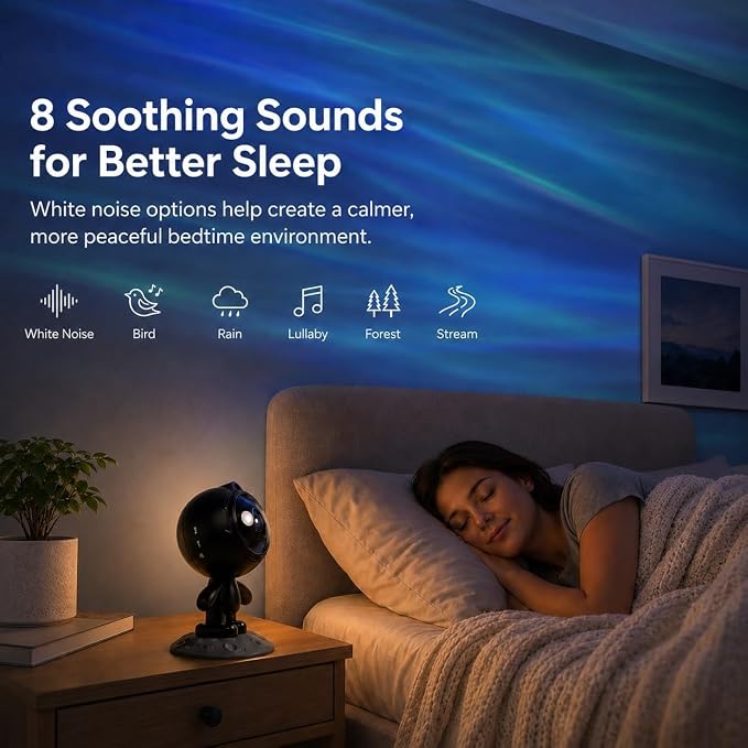 AIRIVO Northern Lights Star Projector, Galaxy Projector Night Light Bluetooth Speaker with Timer,Remote,White Noise, Posture Adjust,Room Bedroom Decor,Birthday Gifts for Kids Adults