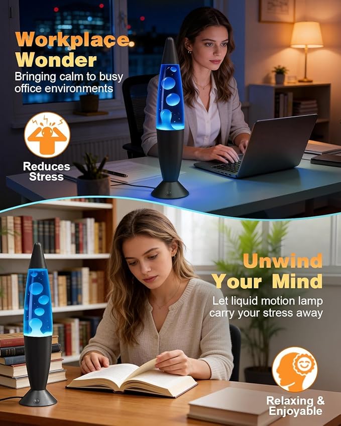 13.5 Inch Liquid Motion Lamps LED, 17 Colors Changing Night Light Table Lamp with Remote Giant Relax Mood Classic Cool Nightlight for Adults Boy Girl Room Home Bedroom Decor, Black