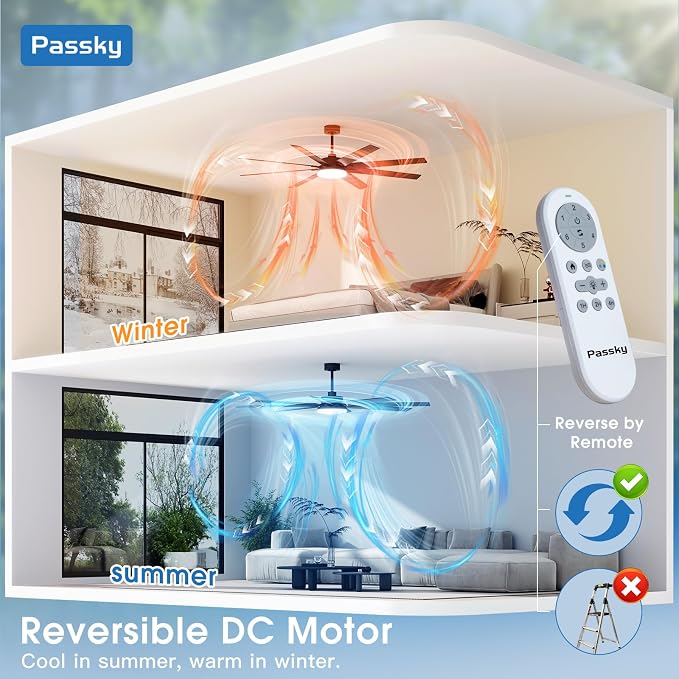 72 inch Ceiling Fans with Lights, Large Modern Ceiling Fan with Light and Remote Control, Reversible, 3CCT, Dimmable, Quiet, Black Ceiling fan For Bedroom, Living Room, Patio Farmhouse, Indoor/Outdoor