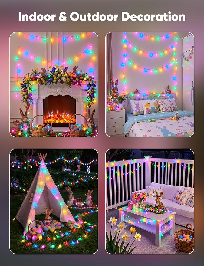 Minetom Globe String Lights, 33 Feet 100 Led Fairy Lights Plug in, 8 Modes with Remote Mini Globe Lights for Indoor Outdoor Bedroom Party Garden Christmas Tree Easter Decoration, Pink + Multicolor