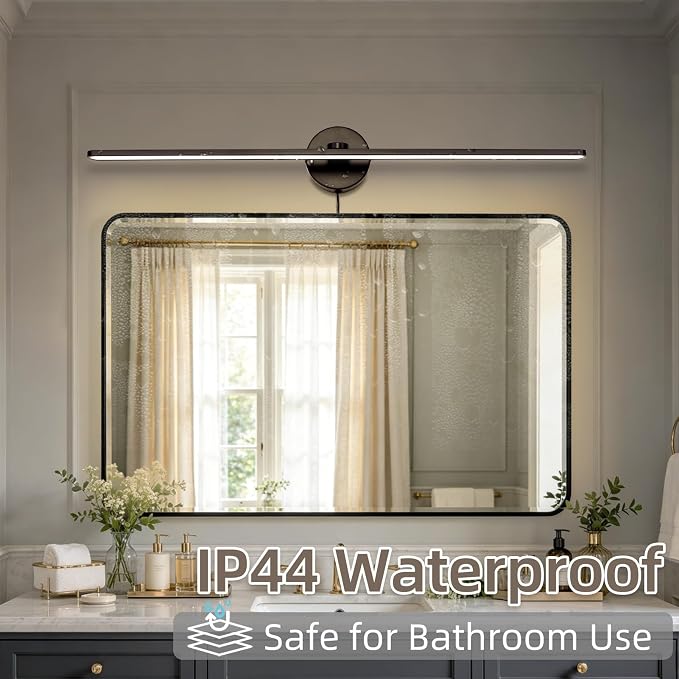32" Plug in Bathroom Light Fixtures,Vanity Lights Bar,Picture Light | Modern Black,Non-Dimmable,3000K,with Switch,Long,Piano lamp,LED,Over Mirror,Wall Lights,for Bedroom/Art/Poster/Cabinet