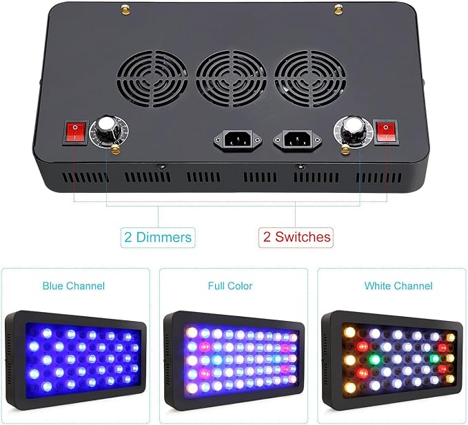 ARKNOAH LED Aquarium Light 165W, Full Spectrum Dimmable | Adjustable Brightness 10-100% for Fresh and Saltwater Tanks, Energy-Saving Fish Light for Coral & Plant Growth