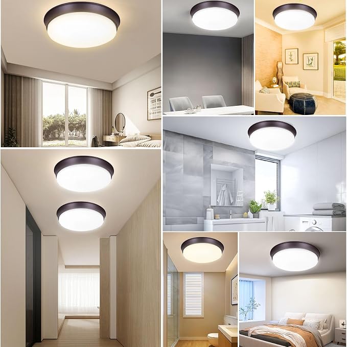 2PACK LED Flush Mount Ceiling Light Fixtures Oil Rubbed Bronze, 13Inch 36W Dimmable & 2700K-6500K 5CCT Adjustable LED Ceiling Lights, 4000LM Modern LED Lamp for Kitchen, Bedroom, Porch, Hallway
