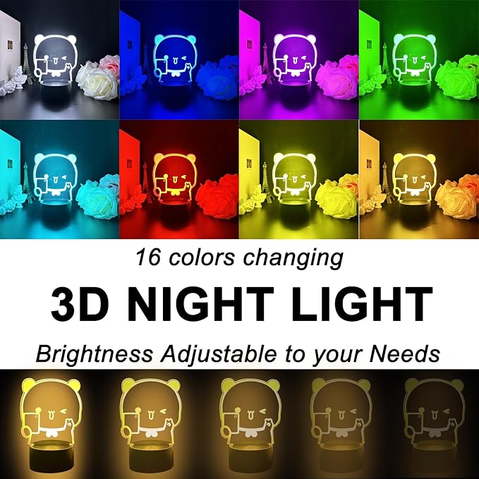 Bear Shaped 3D Night Light Gifts, Cartoon Table Lamp with Remote Control Gifts for Girls Birthday Christmas Valentine