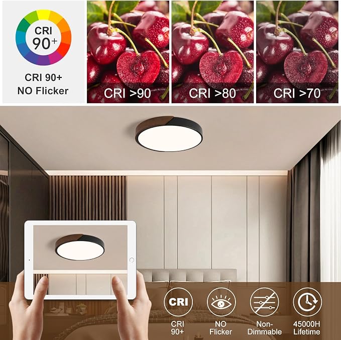 Modern LED Ceiling Light, Dark Walnut Wood Minimalist Flush Mount Ceiling Light Fixture, 4000K Circle Not Dimmable Lighting Lamp with Acrylic Lampshade for Bedroom Hallway Kitchen 15.8"