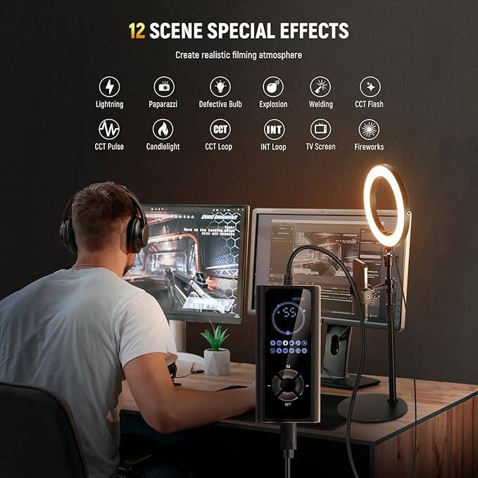 NEEWER 18W 8" Desk Ring Light with Stand, Circle Selfie Light for iPhone Streaming Makeup Video Recording, Video Conference Lighting Kit with Phone Holder for Laptop Computer Zoom Call Podcast, RH8B