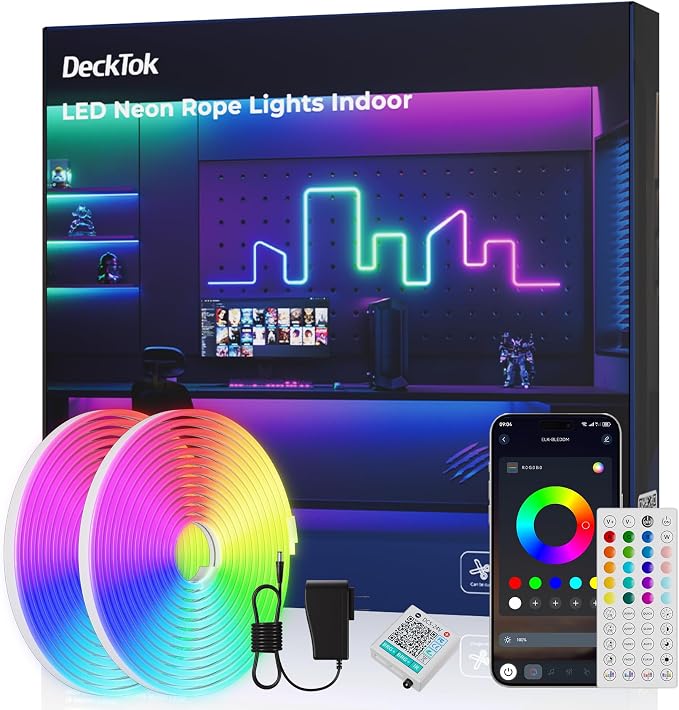 Neon Rope Lights Led 65FT - RGB Led Strip Control with App/Remote | Multiple Modes RGB IP65 Waterproof Outdoor Neon Music Sync Gaming Strip for Home Wall Decor Indoor/Outdoor