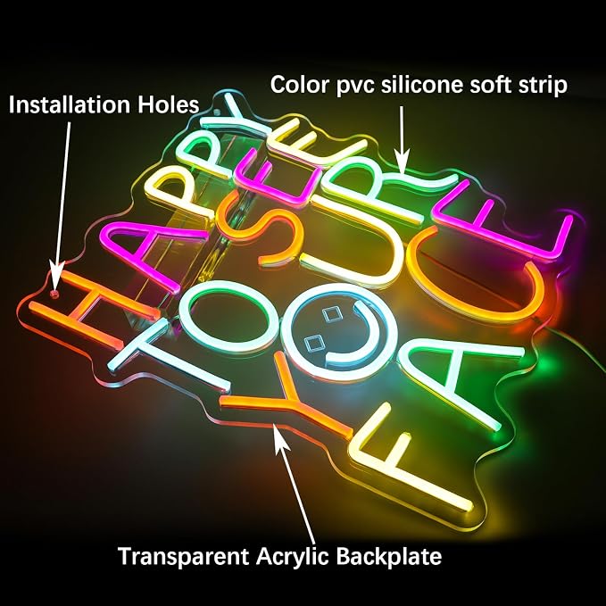 Happy to See Your Face Neon Sign for Kindergarten – Dimmable Multicolor Welcome Light with Wired Controller, 14.2×12.6 in, Includes 4 Wall Anchors – Teacher Appreciation Gift
