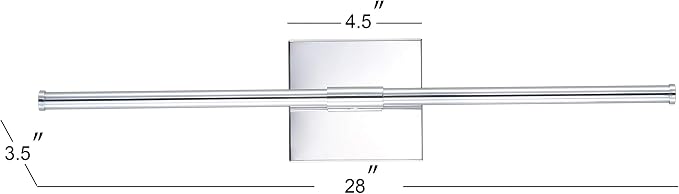 JONATHAN Y Makena 28" 1-Light LED Wall Sconce, Chrome | Dimmable, Modern, Integrated 12W, Hardwired, Sleek Metal, Ambient, Bathroom Mirror, Bedroom, Hallway, Vanity Mount