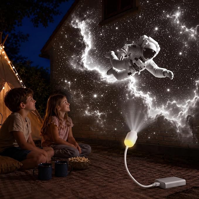 USB Star Projector with 12 Premium Glass Projection Slides | HD Projection, Adjustable Brightness, USB Powered, Bedroom Decor
