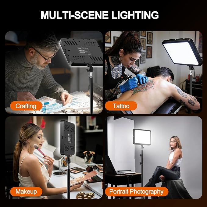 EMART 2-Pack LED Video Light Kit, 35W/3600lux Photography Lighting | 2800-7000K Dimmable Studio Lights with 11.5ft Power Cord, 46-73in Adjustable Tripod Stand for YouTube, TikTok, Recording