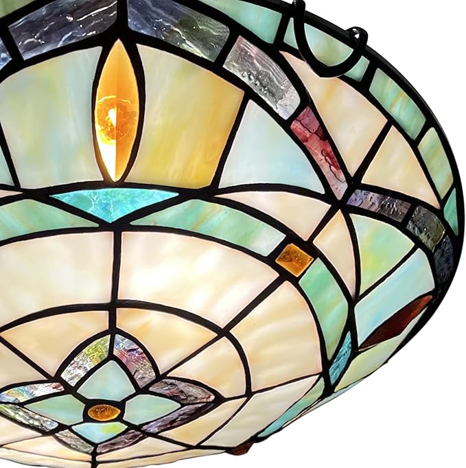 ARTZONE Tiffany Ceiling Lights, Stained Glass Ceiling Light 2-Lights 12 Inch Tiffany Flush Mount Ceiling Light for Bedroom Dining Living Room Entryway Foyer