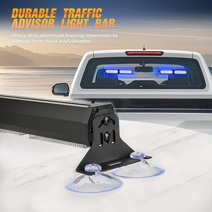 Nilight 40LED Blue Emergency Strobe Traffic Advisor Light Bar with Suction Cups Dash Safety Warning Hazard Flashing Lights Interior Front/Rear Windshield for Trucks Construction Vehicles | with Suction Cups Dash Safety Warning Hazard Flashing Lights In...