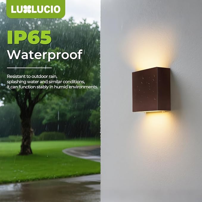 Indoor Outdoor Brown Up and Down Wall Sconce, 5%-100% Dimmable 18W, 5 Color Temperature Selectable (2700K-5000K), Modern Lighting for Living Room/Porch, CRI90+, 120V-277V, ETL FCC Certified