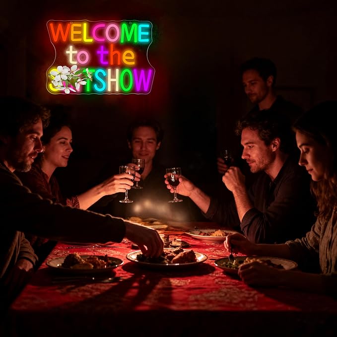 Welcome To The Show Neon Sign for Wall Decor | Dimmable funny positive neon light, bar dorm study party wall decor, decorative gift for teenagers, size 13.7*9.4 in